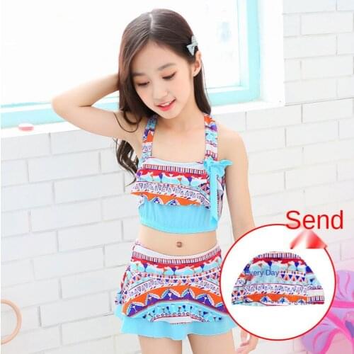 2021 New Childrens Swimwear Baby Bikini Three-piece Suit Girls Baby Quick-drying Girls Hot Spring Swimwear Pants with Hat