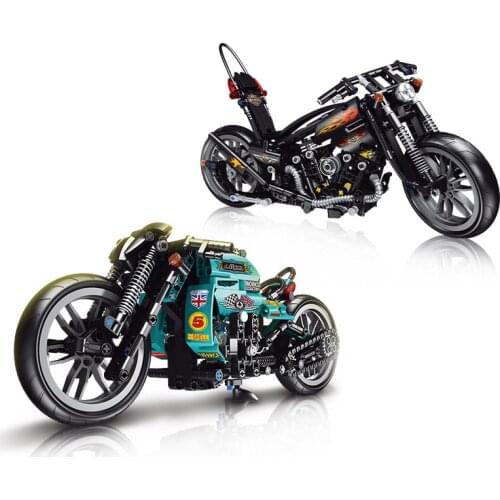 2021 New Coffee Rider Motorcycle Model Set Building Blocks Assembled Locomotive Toys Childrens Birthday Gifts Boys and Girls