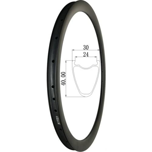 All Road Gravel Bike 40mm Deep 30mm Width Carbon Rim 700C Clincher Tubeless 25mm Inner Disc CycloCross Ring 20H 21H 28H 32H 36H