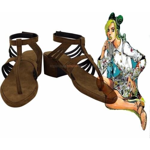Jolyne Cujoh Shoes Cosplay JoJos Bizarre Adventure 6 Jolyne Cujoh Cosplay Shoes Brown Sandals Custom Made Unisex Any Size