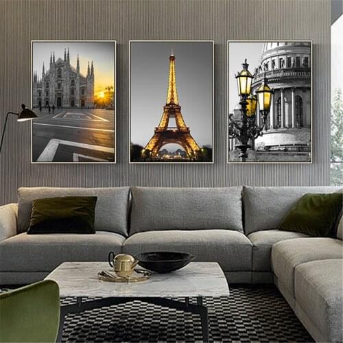 Tower City European Architecture Building Scenery Picture Poster Canvas Print Painting Wall Art Living Room Home Decoration