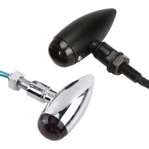 FEEDOPAL 2PCS Smoked Lampshade Retro Modification Accessories Motorcycle Turn Signal 12V LED Bullet Indicator