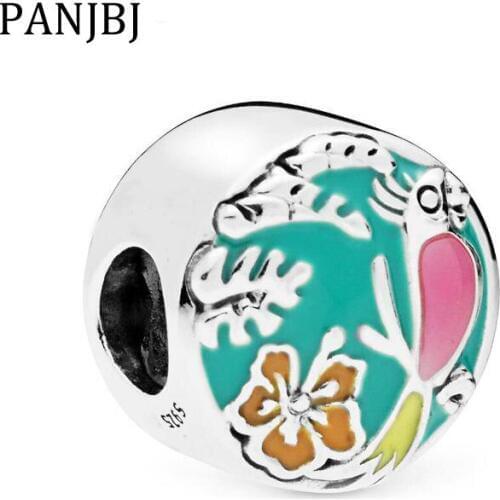 Authentic 925 Sterling Silver Beads Charm Flower Bird Enamel Charms Fit Pandora Original Bracelets Women Diy Jewelry 2019