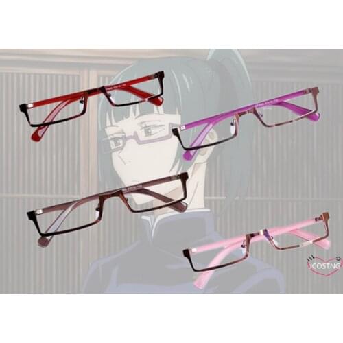 Hot Anime Jujutsu Kaisen Maki Zenin Cosplay Glasses Without Lens Purple/red/pink Props Accessories Glasses Cosplay Anime Decor
