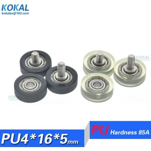 [PU0416-5]10pcs LOW NOISE PU Polyurethane 604zz ball bearing with outer diameter 16mm minisize PU bearing with M4 Screw M4*16*5
