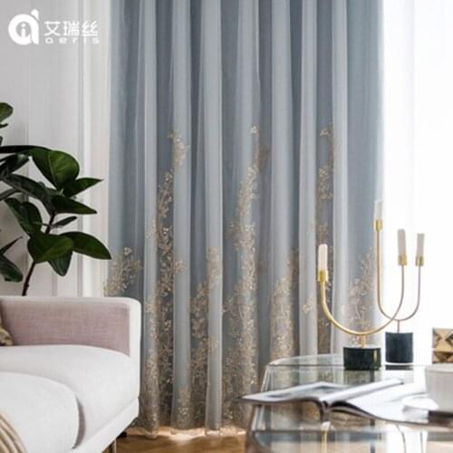 European Style Light Luxury French Embroidered Tulle Curtains for Living Room Bedroom Mint Green Curtain Tulle Decoration Custom