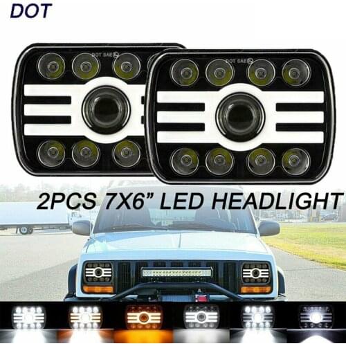 DHBH-1Pair 240W 5X7inch 7X6inch LED Headlight Hi-Lo Beam Halo DRL for Jeep Cherokee XJ YJ
