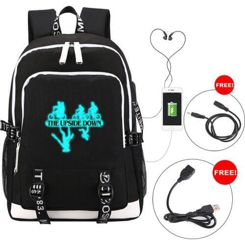 IMIDO Luminous Letter Backpacks for Teenagers Travel Shoulders Backpack Black Breathable School Bag Usb Charging Boys Girls Bags