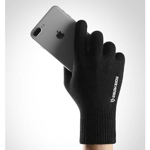 Cycling Gloves Thick Knitted Bicycle Gloves Lightweight Touch Screen Gloves Running Plus Velvet Windproof Solid Gloves