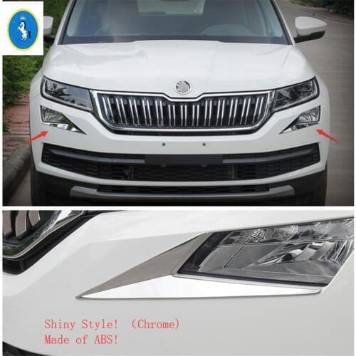 Yimaautotrims Auto Accessory Front Fog Lights Foglight Lamps Eyelid Eyebrow Cover Trim 2 Pcs Fit For Skoda Kodiaq 2017 - 2020