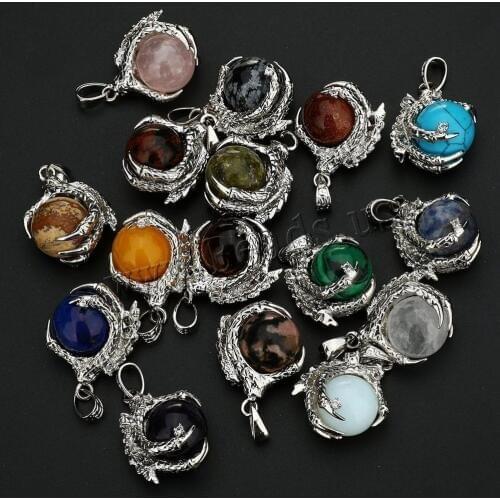 YYW Natural Stone Dragon Claw Pendants For Necklace Pink Quartz Tiger Eye Green Aventurine Reiki Jewellery Charms Pendulum 2019