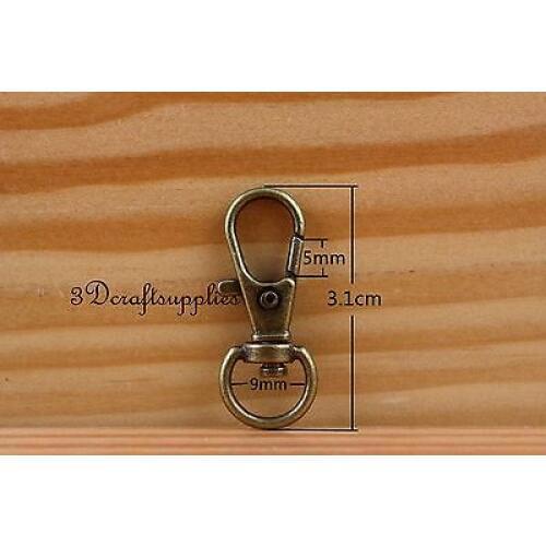 Lobster Clasps Clips Claw purse hooks Swivel snap hook anti bronze 9mm 25pcs J1