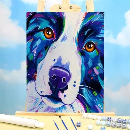 Animal Border Collie Paint By Numbers Package Acrylic Paints 40*50 Canvas Pictures Home Decor For Adults Handiwork Wholesale