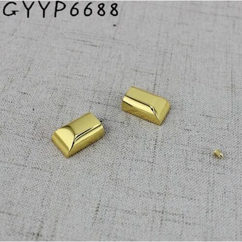 10pcs Deep gold Purse zipper decoration end clips by screws,high quality light gold color hardware straps tail clasp accessory