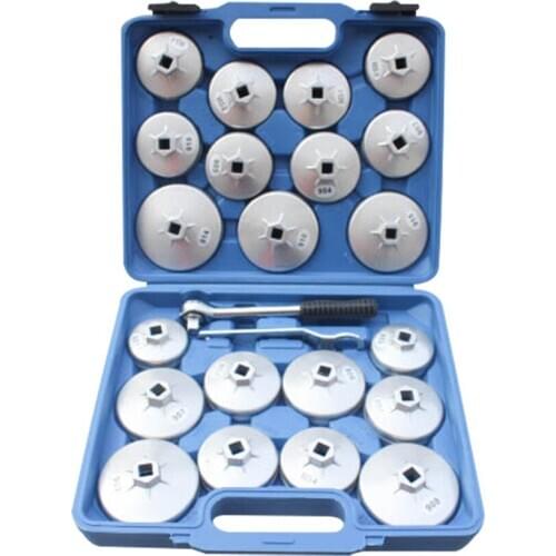 PH-JYG23 23pcs Aluminum Cup Type Oil Filter Wrench Set Oil Filter Cap Removal Wrench Set Spanner Maintenance Tools Kit With Case