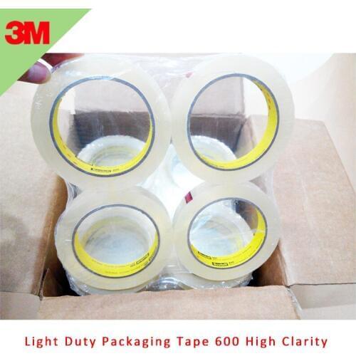 48pcs/roll 3M 600 Light Duty Packaging Tape High Clarity 0.058mm film tape used for L-clip closure attaching tabbing and holding