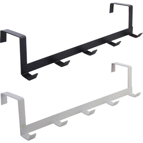 5 Row Of Rear Over-The-Door Hook Rack Metal Hanger Storage Holder Hanging Coat Hat Towel Bag NEW