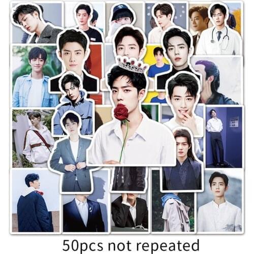50Pcs Waterproof Stickers Xiao Zhan Picture Color Of Office Stationery Stickers Hot 2021
