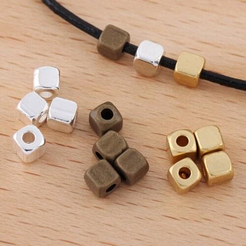 500pcs 3*3mm Metal Brass Square Beads DIY Hole Bead Loose Beads DIY Handmade Accessories For Jewelry Making