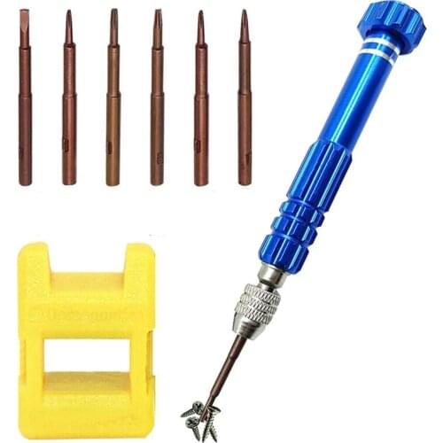 Promotion! Magnetic 6 in 1 Tiny Screw Driver Kit, Small Screwdriver Set Perfect Mini Screws for Cell Phones, Watch, Eyeglass Etc