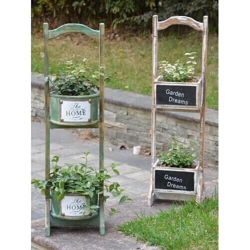 Antique Green White Two Tiers Wooden Pergola With Round Square Flower Pot and Garden Dream Signs Outdoor Garden Flower Planter