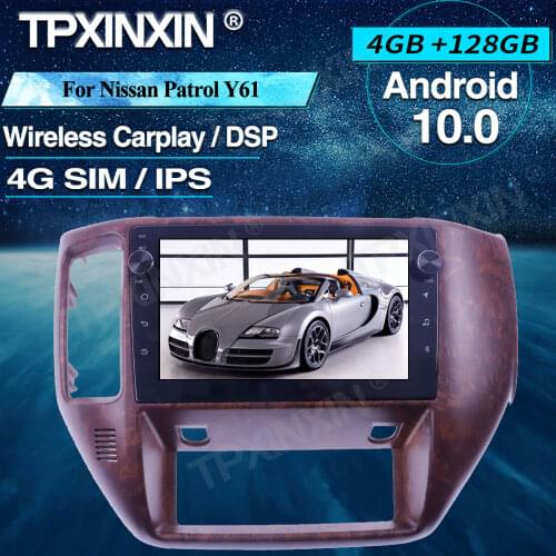 For Nissan Patrol Y61 Wood Android Car Radio 4+128G Car Multimedia Player Head unit Radio Car GPS Navigtion Wireless Carplay DSP