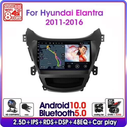 Car Radio T6 Android 10 For Hyundai Elantra Avante I35 2011-2016 Multimedia Player GPS Navigaion Floating window Split Screen