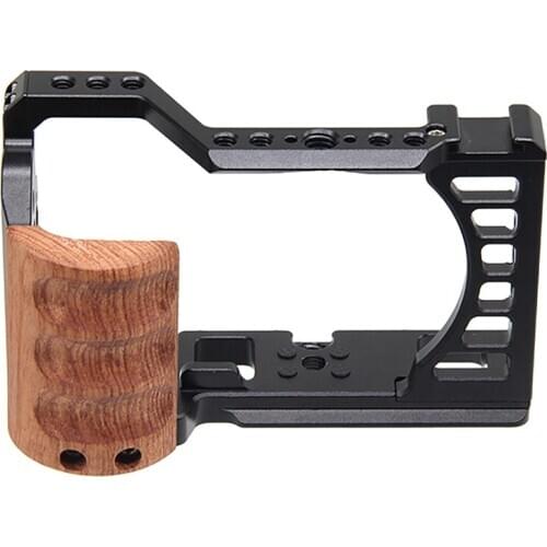 Camera Cage with Wooden Aluminum Alloy DSLR Camera Protective Cage Kit for Sony A7C