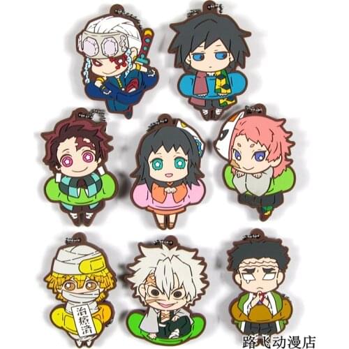 Demon Slayer: Kimetsu no Yaiba original Japanese anime figure rubber Silicone mobile phone charms key chain strap keyring