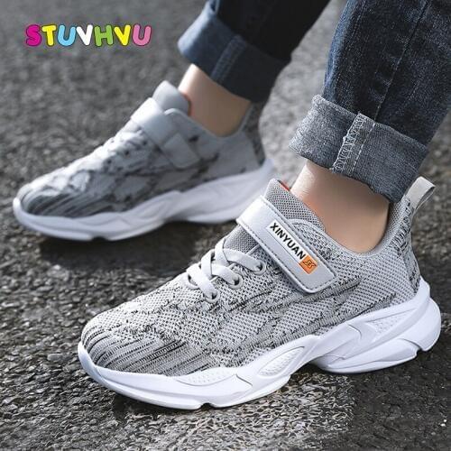 Children Sports Shoes 2020 Spring and Autumn New Boys Shoes Mesh Breathable Flying Woven White Kids Shoes Running Sneakers