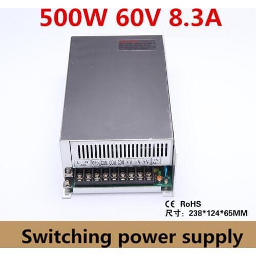 Single output 500W switching power supply 60V 8.3A for CNC Router Foaming Mill Cut Laser Engraver Plasma LED ac/dc transformer