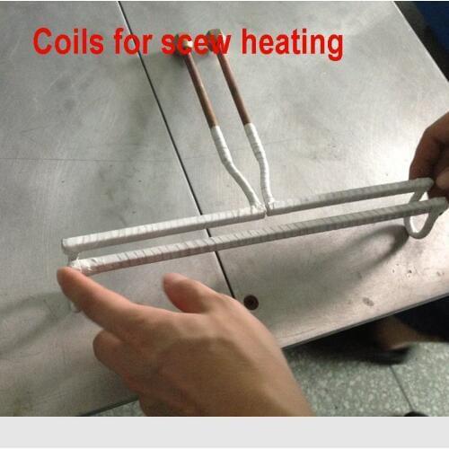Induction coils for induction heating machine scew heating