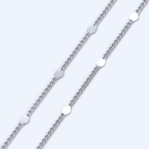 Dainty Tiny Silver tone Curb Chains, 0.9mm Thin Chain with 1.4mm Flat Disc, Delicate Chains for DIY Necklace(#LK-240-2)/ 1 Meter