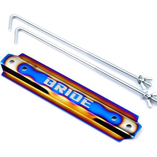JDM style BRIDE High Quality Aluminum Burnt Blue Billet Battery Tie Down Bar for Universal car