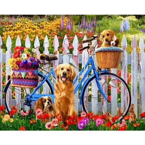 Paintings By Numbers Bicycle Flower Dog Oil HandPainted Color Animal By Number Home Decortion ArtWork For Living Room Home Decor