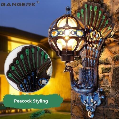 Creative Peacock Wall Lamps Outdoor LED Porch Lights IP65 Waterproof Wall Sconce Garden Balcony Aisle Aluminum Decor Lighting