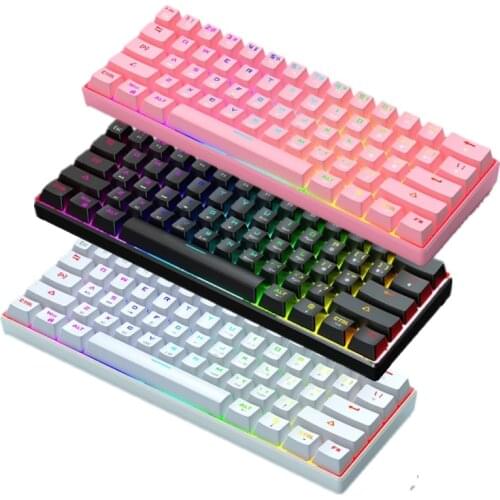 EG61 Mechanical Gaming Keyboard 61 Keys with Bluetooth/2.4Ghz/USB Three Mode RGB Backlit Blue Switch Double Injection ABS Keycap