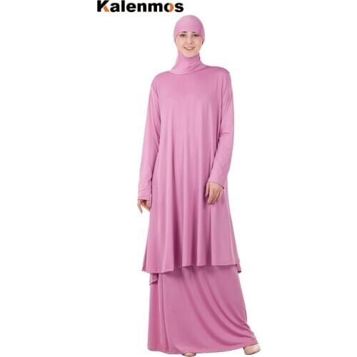 Muslim Prayer Garment 2 piece Set Women Hijab Dress Islamic Clothing Turkey Namaz Long khimar Musulman ensembles Jurken Abaya