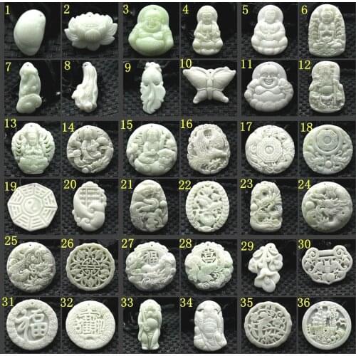 Natural White Carved Chinese Jade Pendant Necklace Fashion Charm Jewellery Accessories Hand-Carved Lucky Amulet Gifts for Women