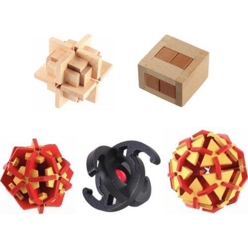 2017 New IQ Wooden Puzzle Mind Brain Teasers Wood Burr Interlocking Puzzles Game for Adults Kids