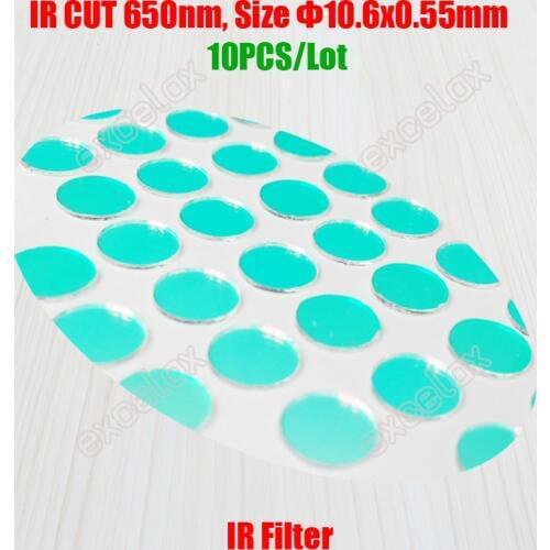 10PCS/Lot IR CUT Light Filter 650nm Round Size 11mm x 0.55mm for Video Surveillance CCTV Security Camera Lens Infrared Block Use