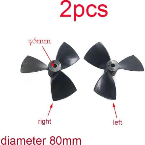 2 Pieces 80mm 3-Blades Plastic Nylon Propeller Underwater Motor Drive Propeller For DIY RC Boat Model