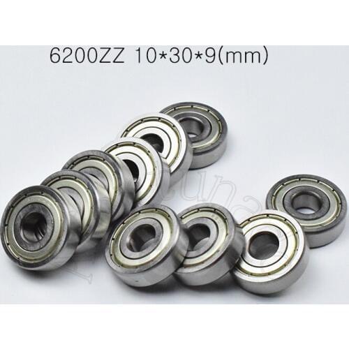 6200ZZ 10*30*9(mm) 10Piece bearings ABEC-5 metal sealing bearings 6200 6200Z 6200ZZ chrome steel bearing