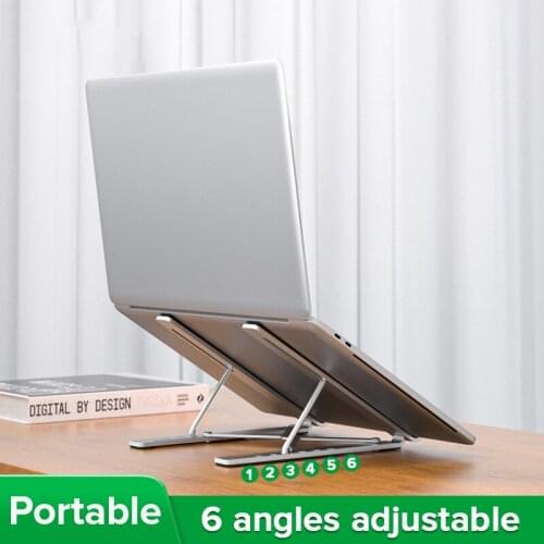 Portable Aluminum Alloy Laptop Stand Foldable Computer Holder 6 Angles Adjustable Cooling Bracket for 11-15.6 Inch Laptops iPad