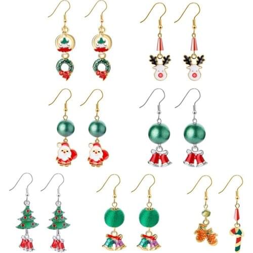 Christmas Earrings Santa Claus Elk Pendant Merry Christmas Decor For Home Cristmas Xmas Gift Happy New Year 2021