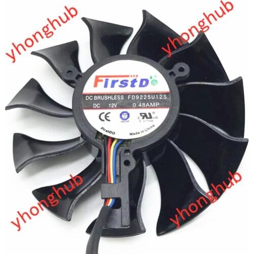 Firstd FD9225U12S Server Cooling Fan DC 12V 0.48A 85 mm Dia. 38.5mm 4-wire