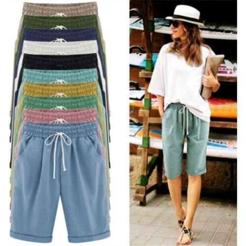 YSDNCHI Basic Pockets Summer Shorts Elastic Waist New Fashion Loose Women Half String Casual Outwear Street
