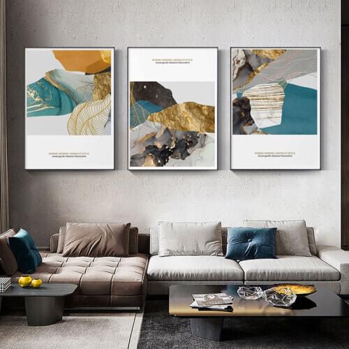 Modern Blue n Grey Canvas Art Posters Decorative Posters and Prints Nodic Wall Art Pictures for Living Room Abstract Home Decor