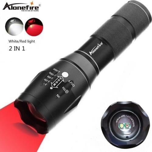 Alonefire G700-WR 2in1 White+red light super bright led flashlight Zoomable Tactical Torch Button for Hinking Camping