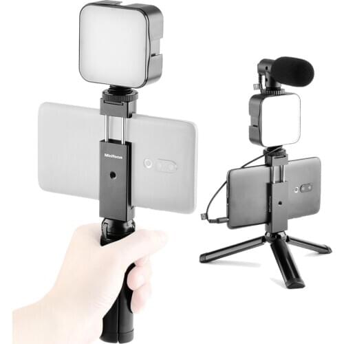 Recording Video Vlog Kit Microphone Tripod Phone Holder Clip Mount for YouTube Live Vlogging Smartphone iPhone 11 Pro Android